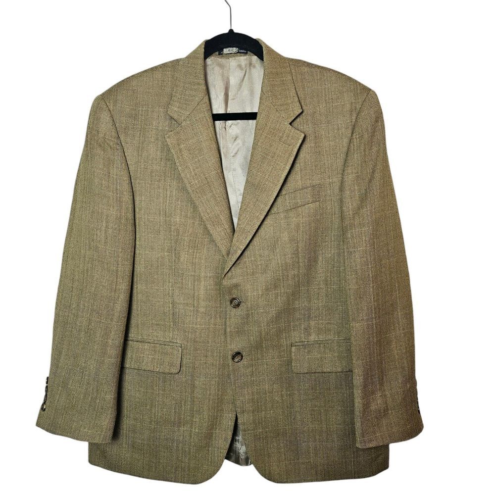 Lauren Ralph Lauren Blazer Mens 40S Brown Wool SIlk Windowpane Sport Coat ~